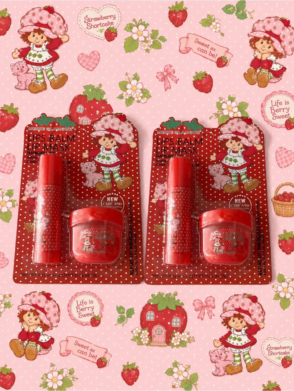 🍓 Strawberry Shortcake Lip Balm & Lip Mask Set Bundle 2 Pack New Sealed